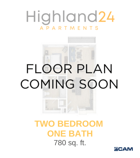 Floor plan for 2 beds, 1 bath, 780 sqft
